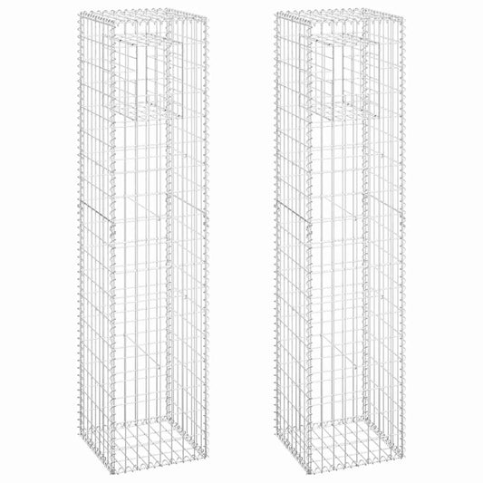 Gabion Basket Posts 2 pcs 40x40x180 cm Iron