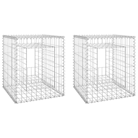 Gabion Basket Posts 2 pcs 50x50x60 cm Iron