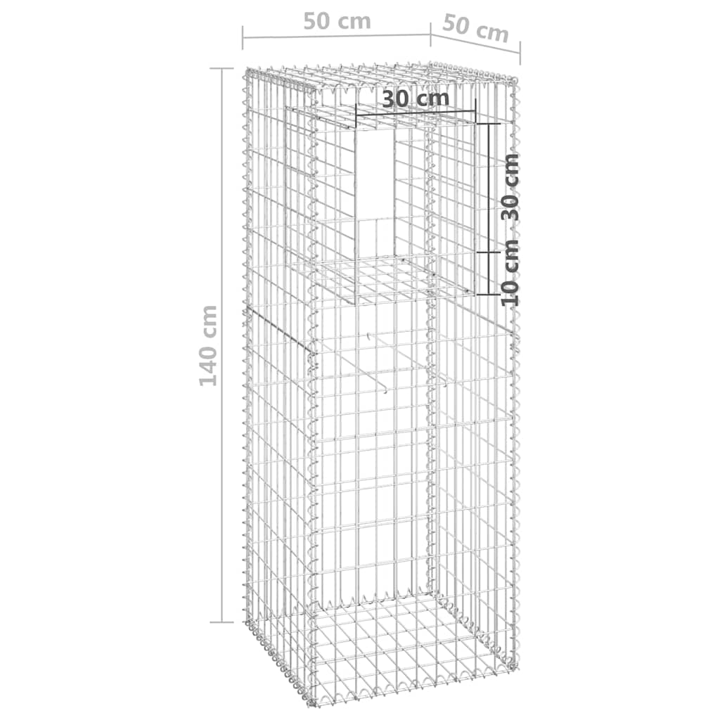 Gabion Basket Post 19.7"x19.7"x55.1" Iron
