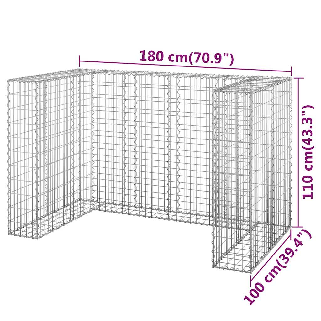 Gabion Wall for Garbage Bins Galvanized Steel 70.9"x39.4"x43.3