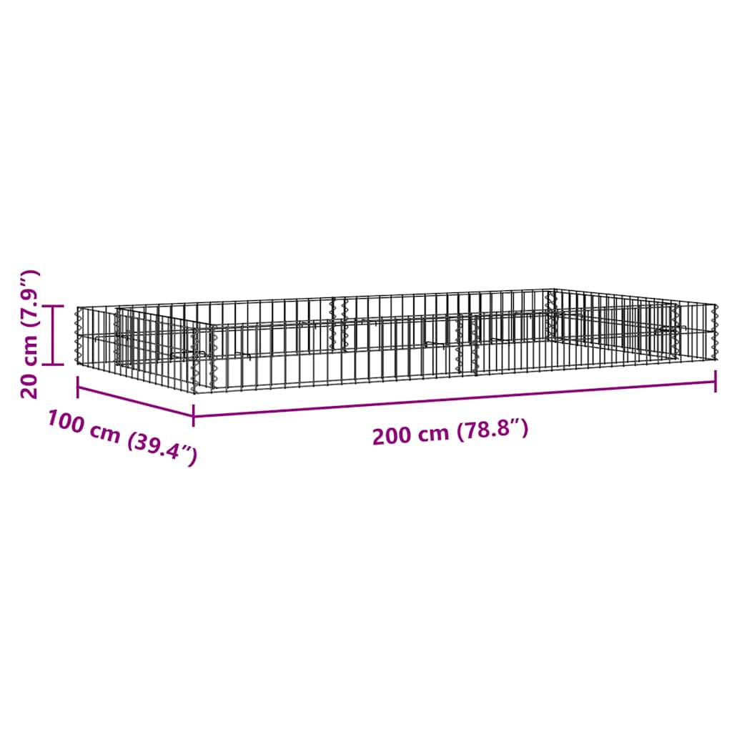 Gabion Raised Bed | Silver | Galvanised steel | Large | Heavy Duty