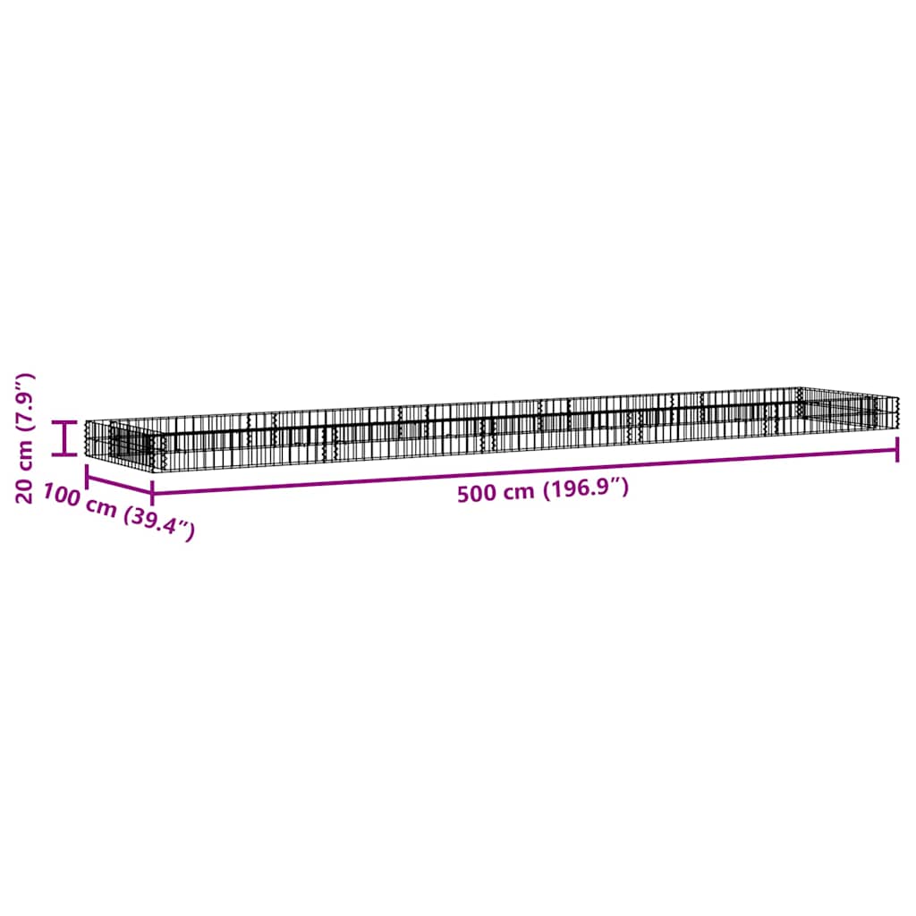 Gabion Raised Bed | Silver | Galvanised steel | Large