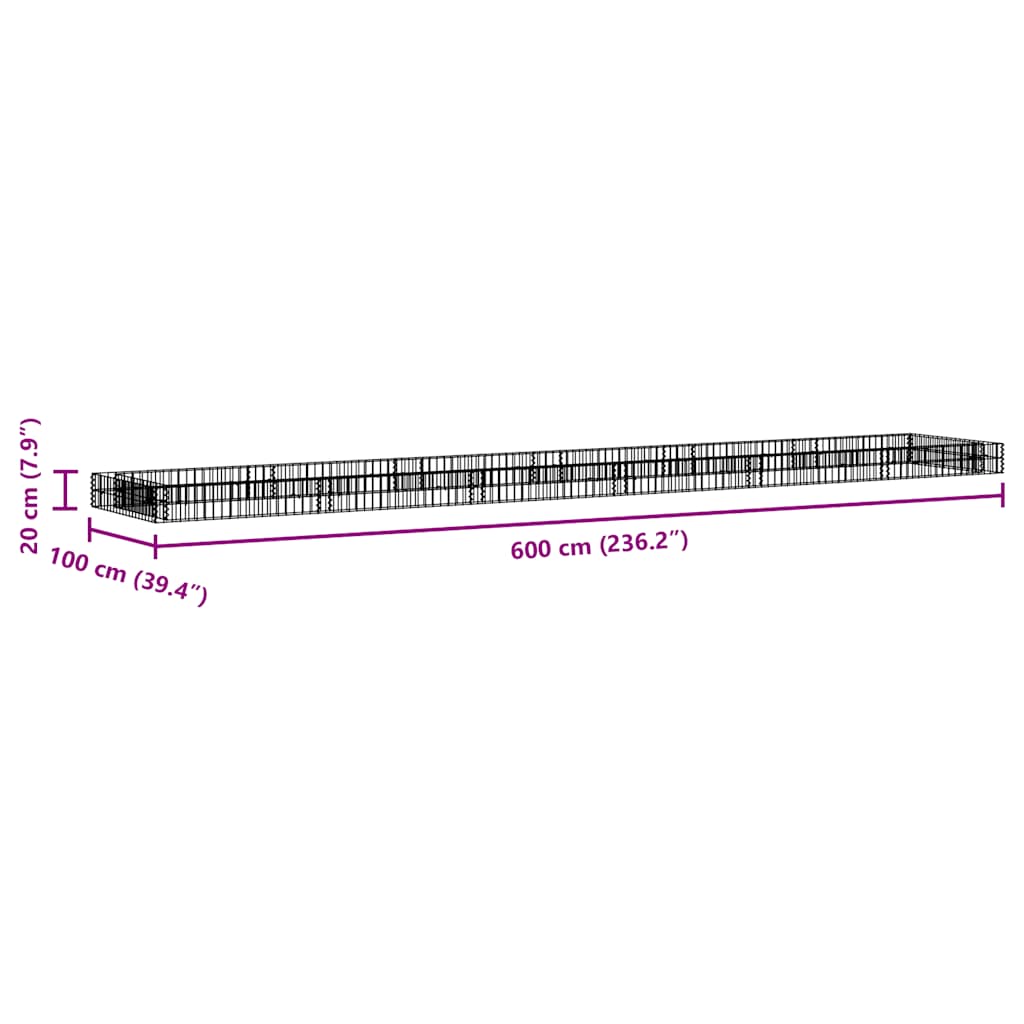 Gabion Raised Bed | Silver | Galvanised Steel | Extra Large