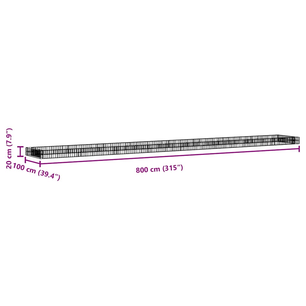 Gabion Raised Bed | Silver | Galvanised steel | Large | Durable