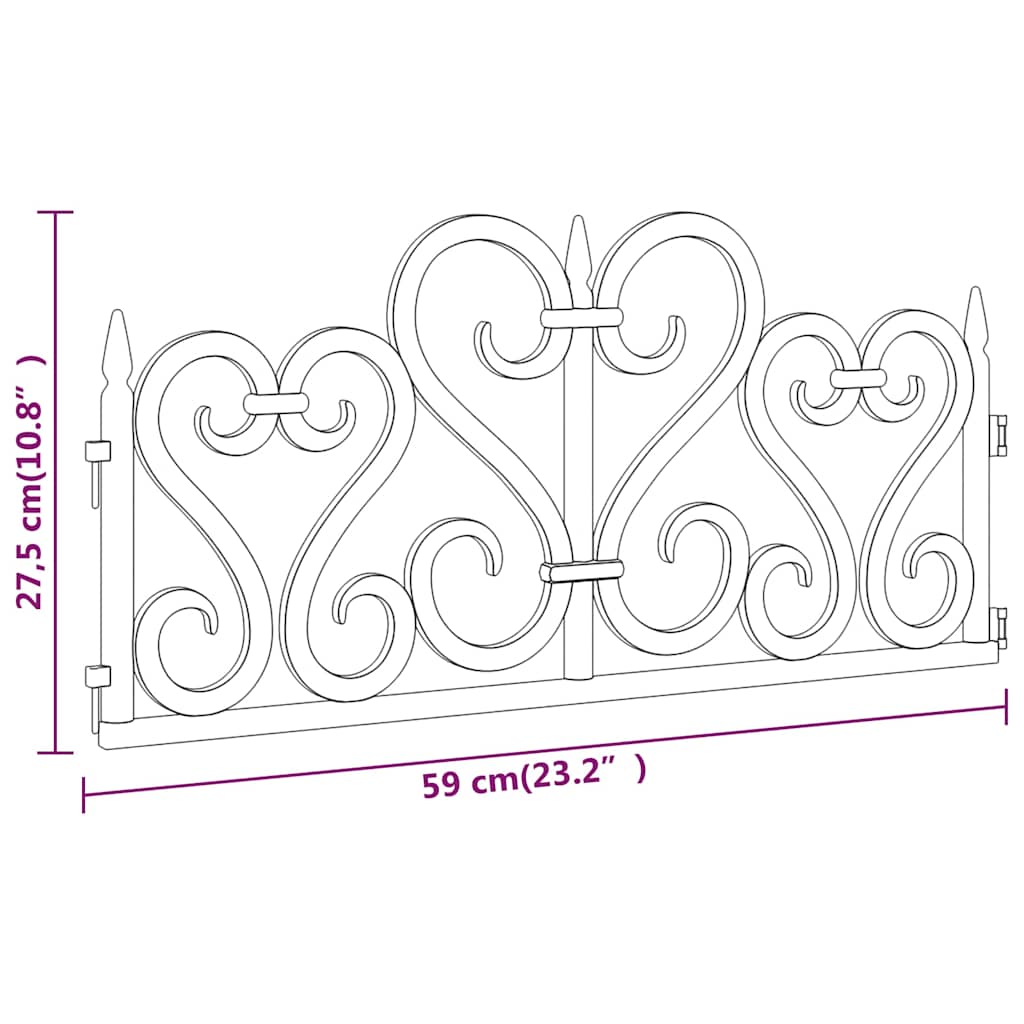 Lawn Edgings 17 pcs Black 10 m PP