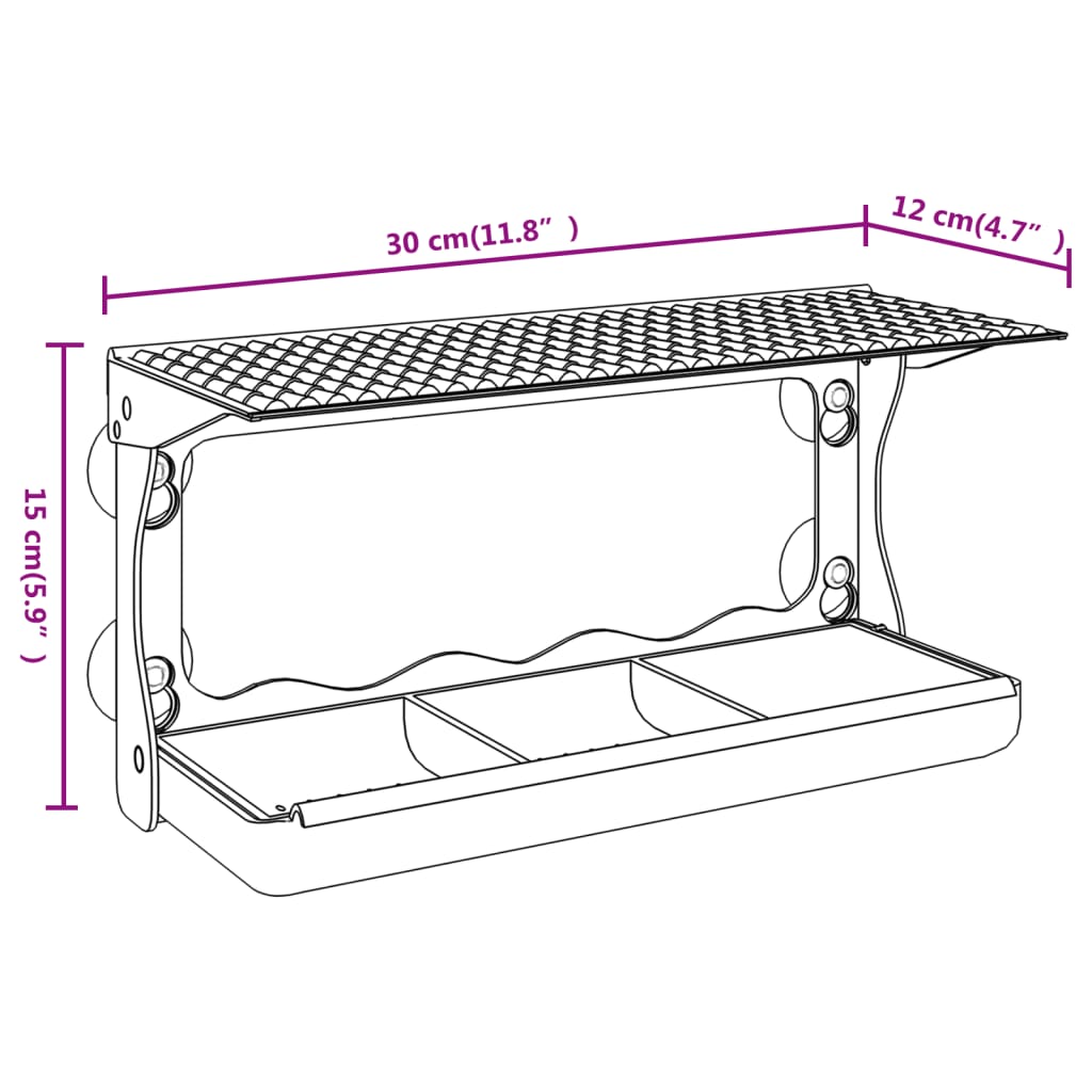 Window Bird Feeder | Transparent | Acrylic | 30 x 12 x 15 cm | Foldable