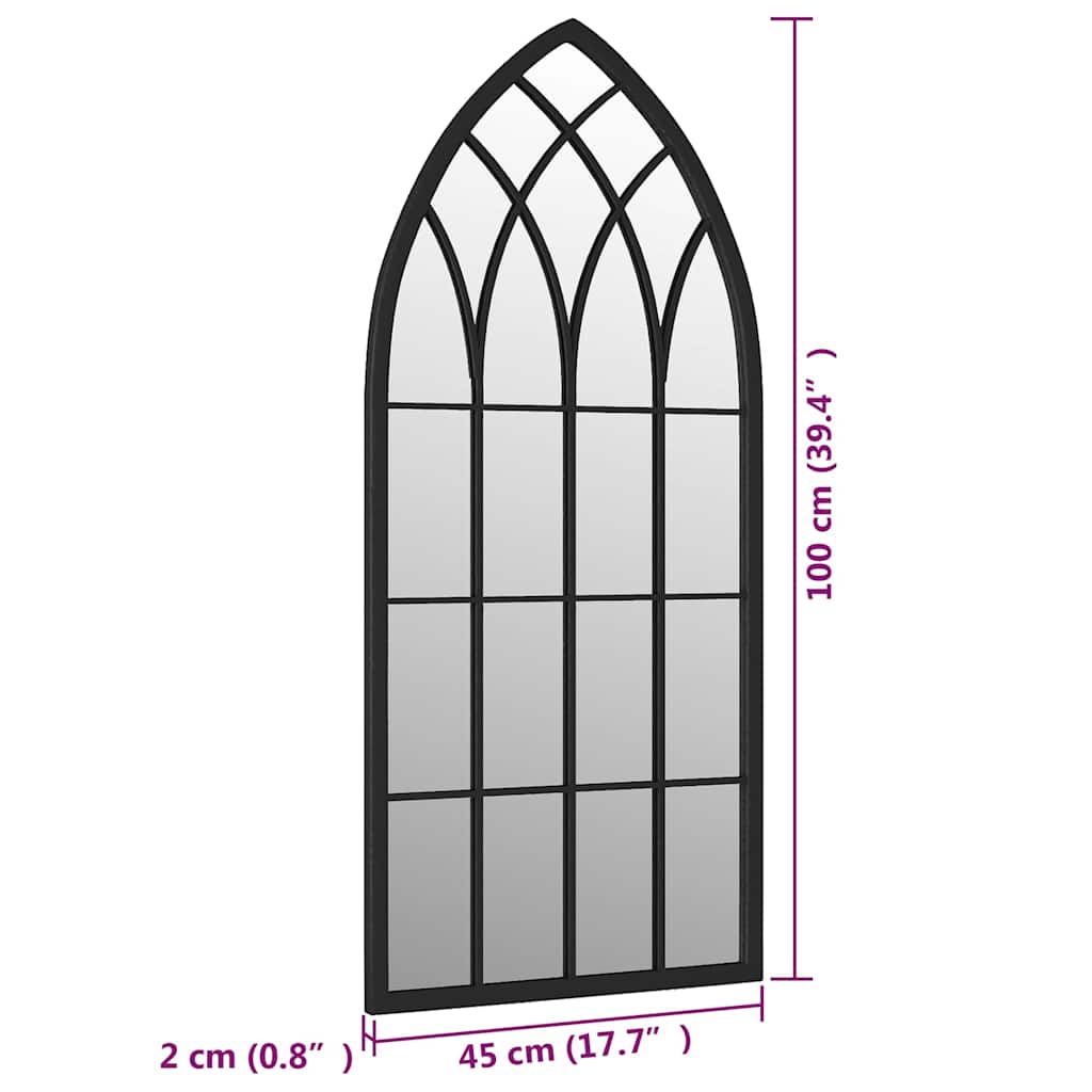 Garden Mirror | Black | Iron, glass | 100x45 cm | Decorative Inlays