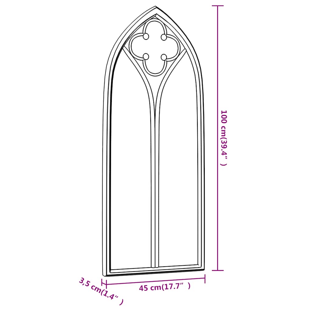 Garden Mirror Black 100x45 cm Iron for Outdoor Use