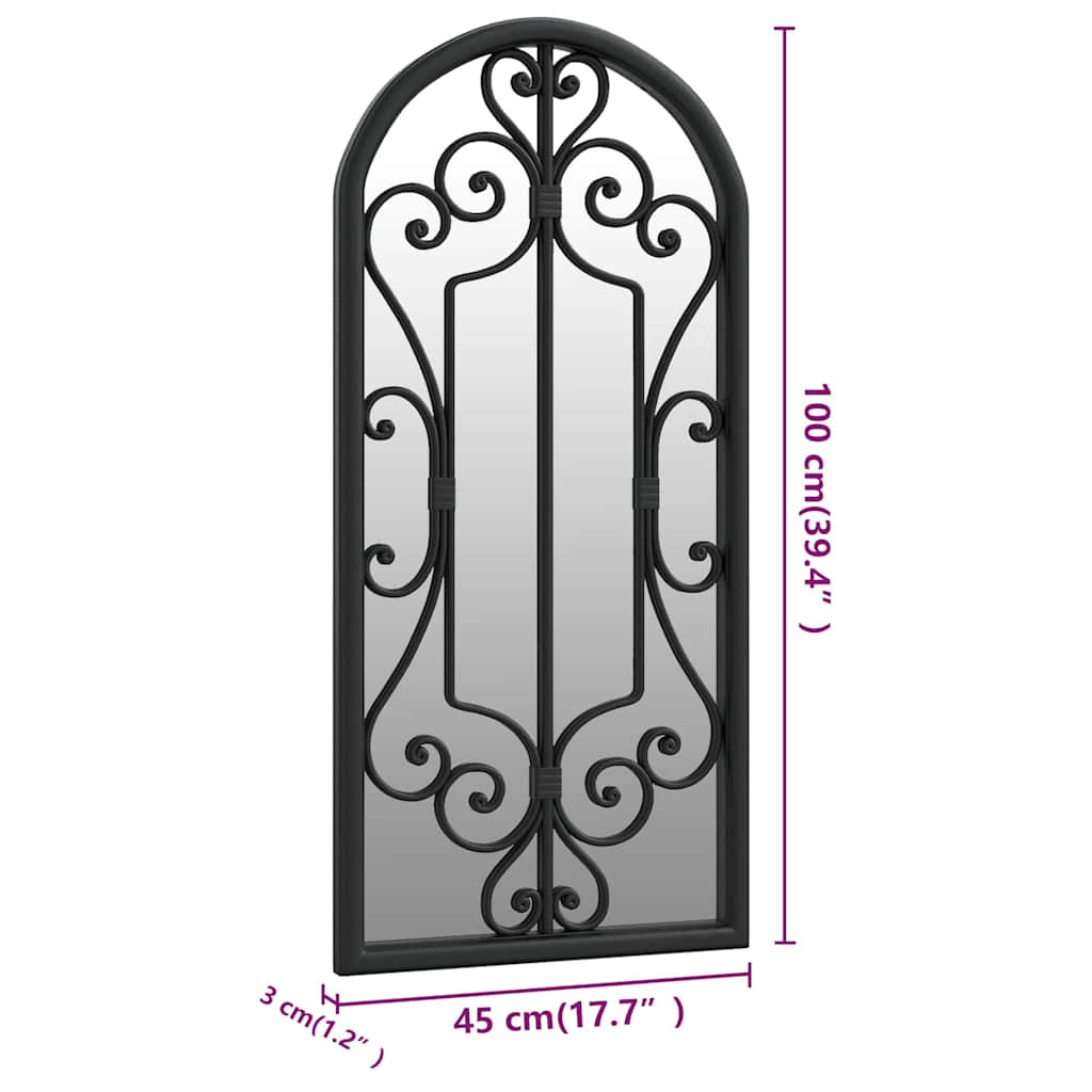 Garden Mirror Black 100x45 cm Iron for Outdoor Use