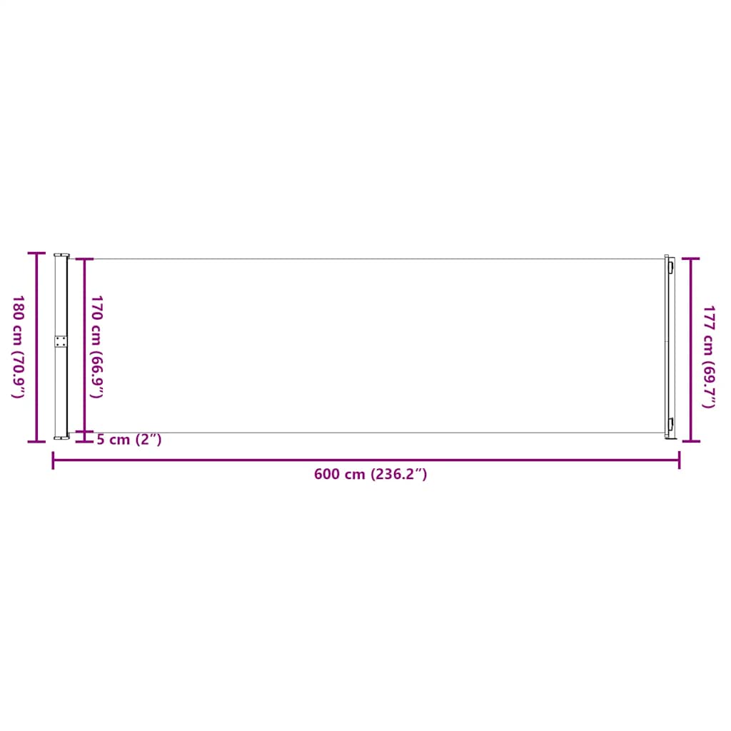 Patio Retractable Side Awning 180x600 cm Cream