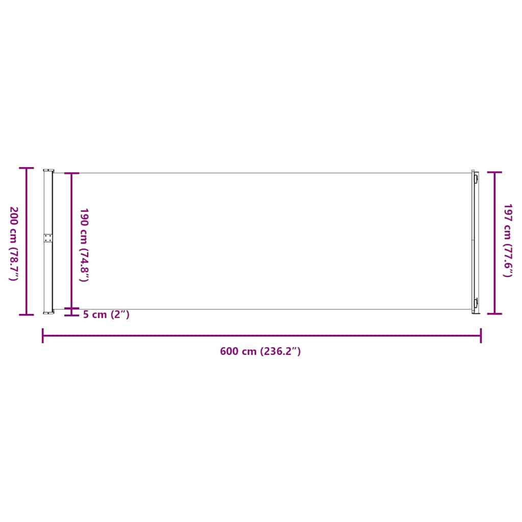 Patio Retractable Side Awning 78.7"x236.2" Cream