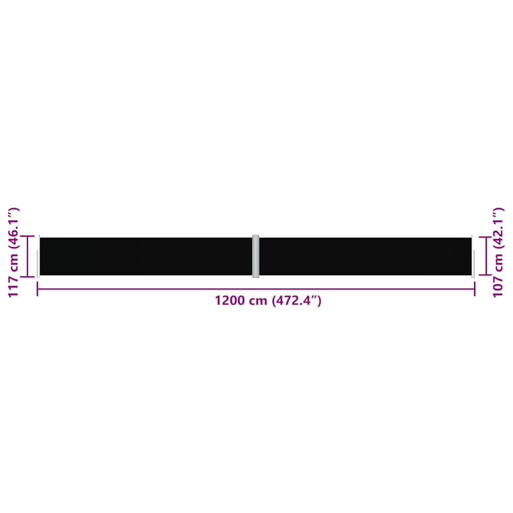 Side Awning | Black | Polyester with PU coating, Steel, Aluminium