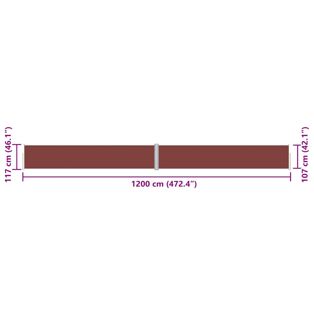 Side Awning | Brown | Polyester with PU coating, Steel, Aluminium | 117 x