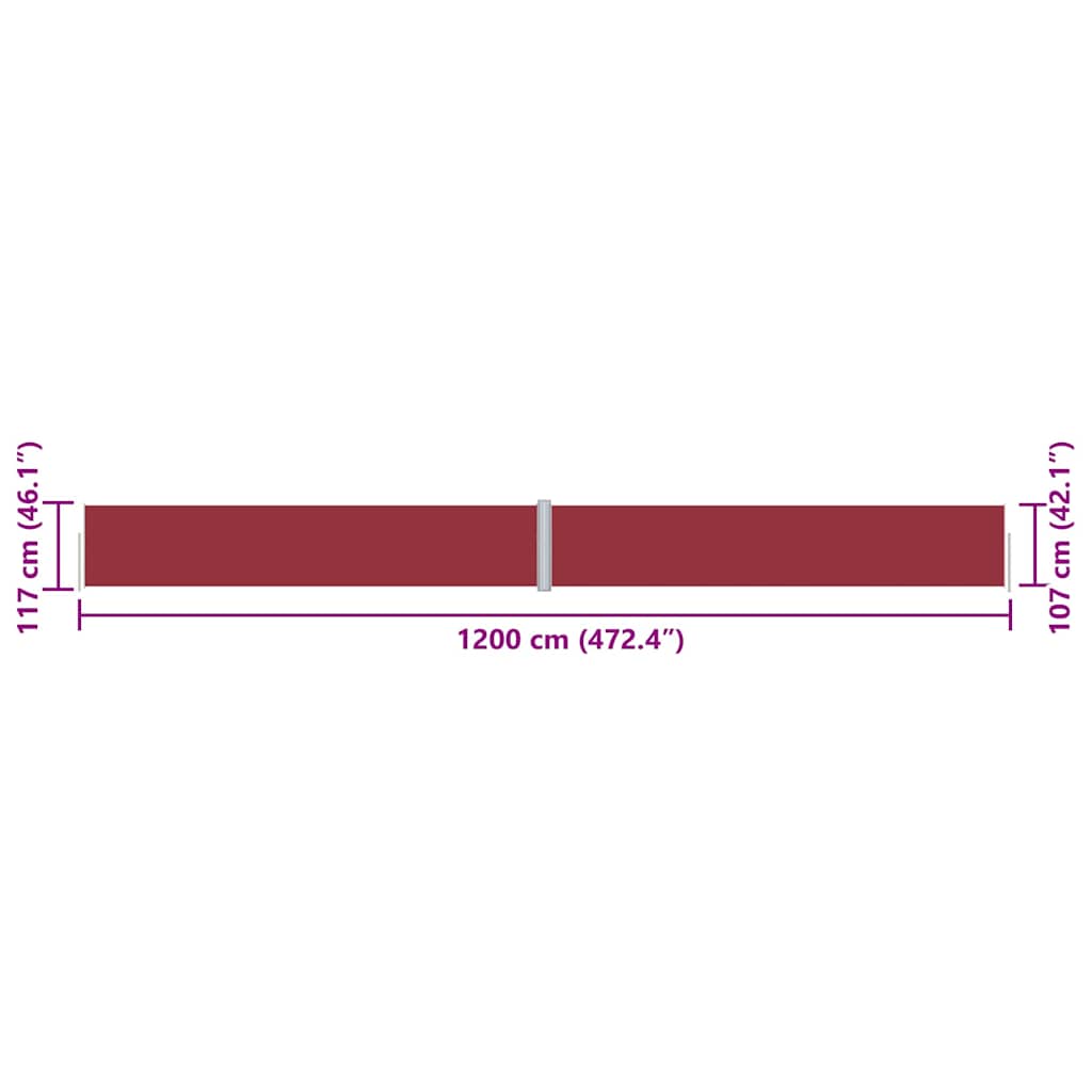 Side Awning | Red | Polyester with PU coating | Large | Retractable