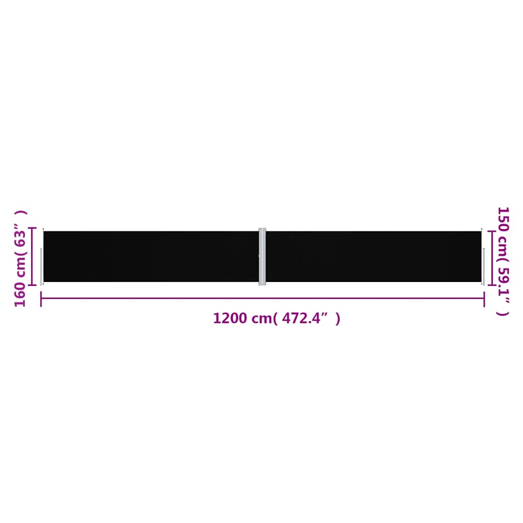 Side Awning | Black | Polyester with PU coating, steel, aluminium