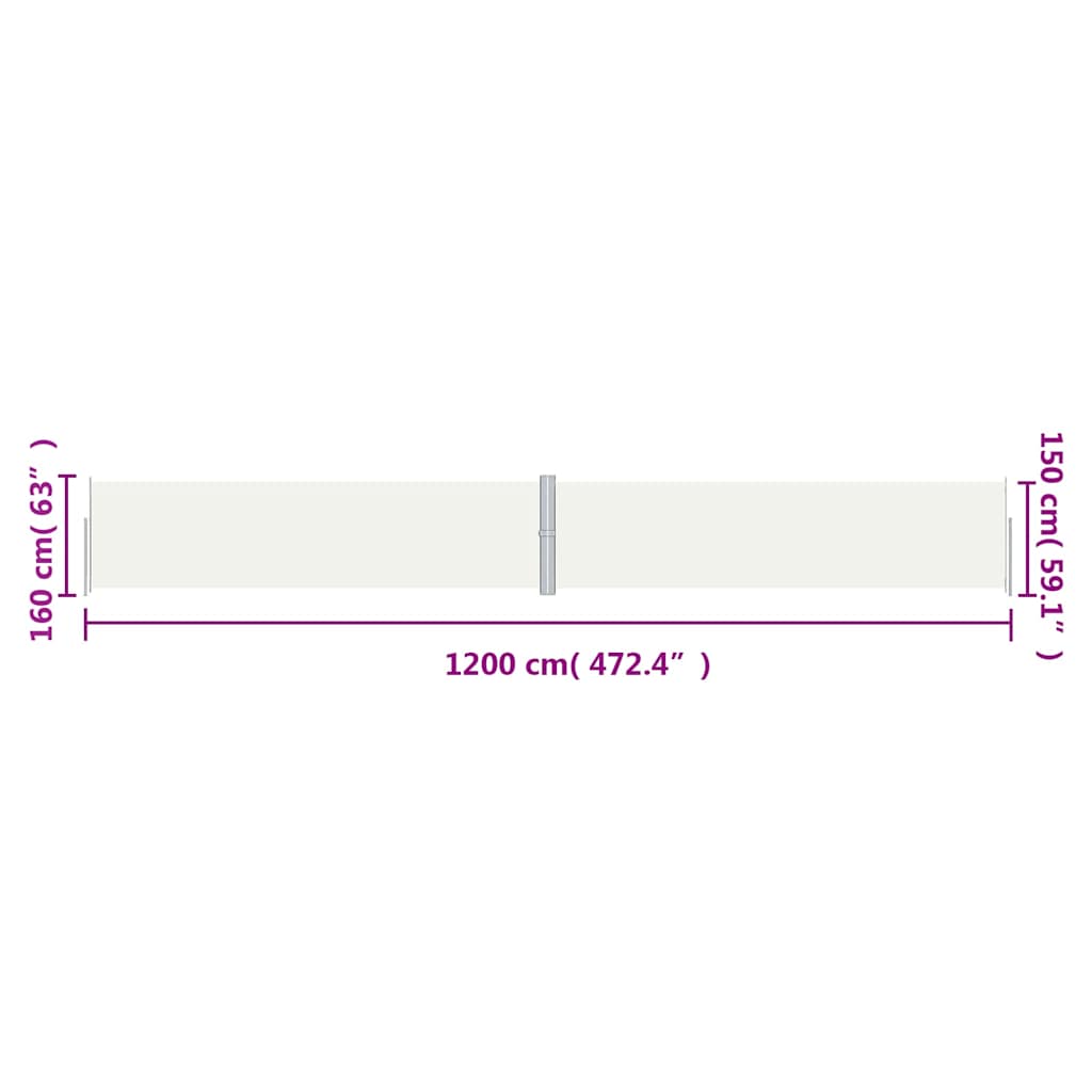 Side Awning | Cream | Polyester with PU coating, steel, aluminium | Large