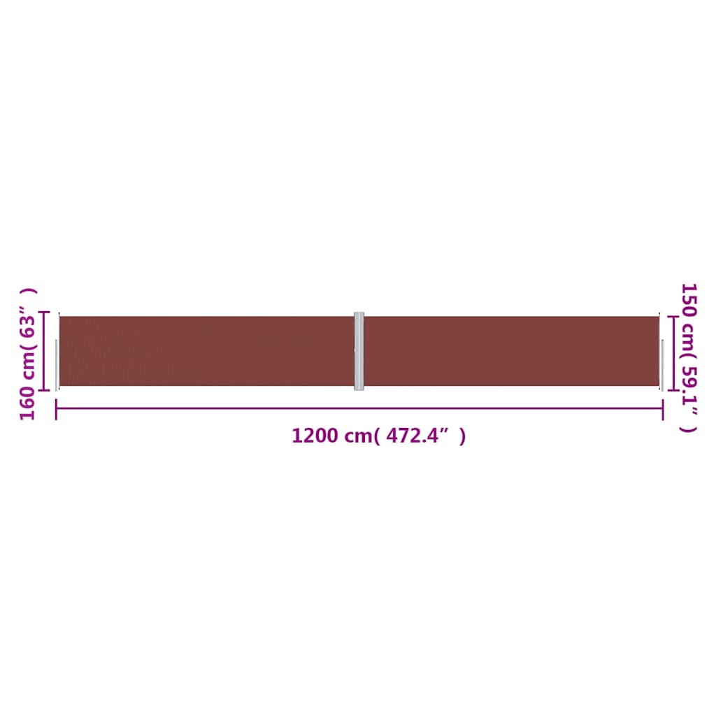 Side Awning | Brown | Polyester with PU coating | 160 x 1200 cm