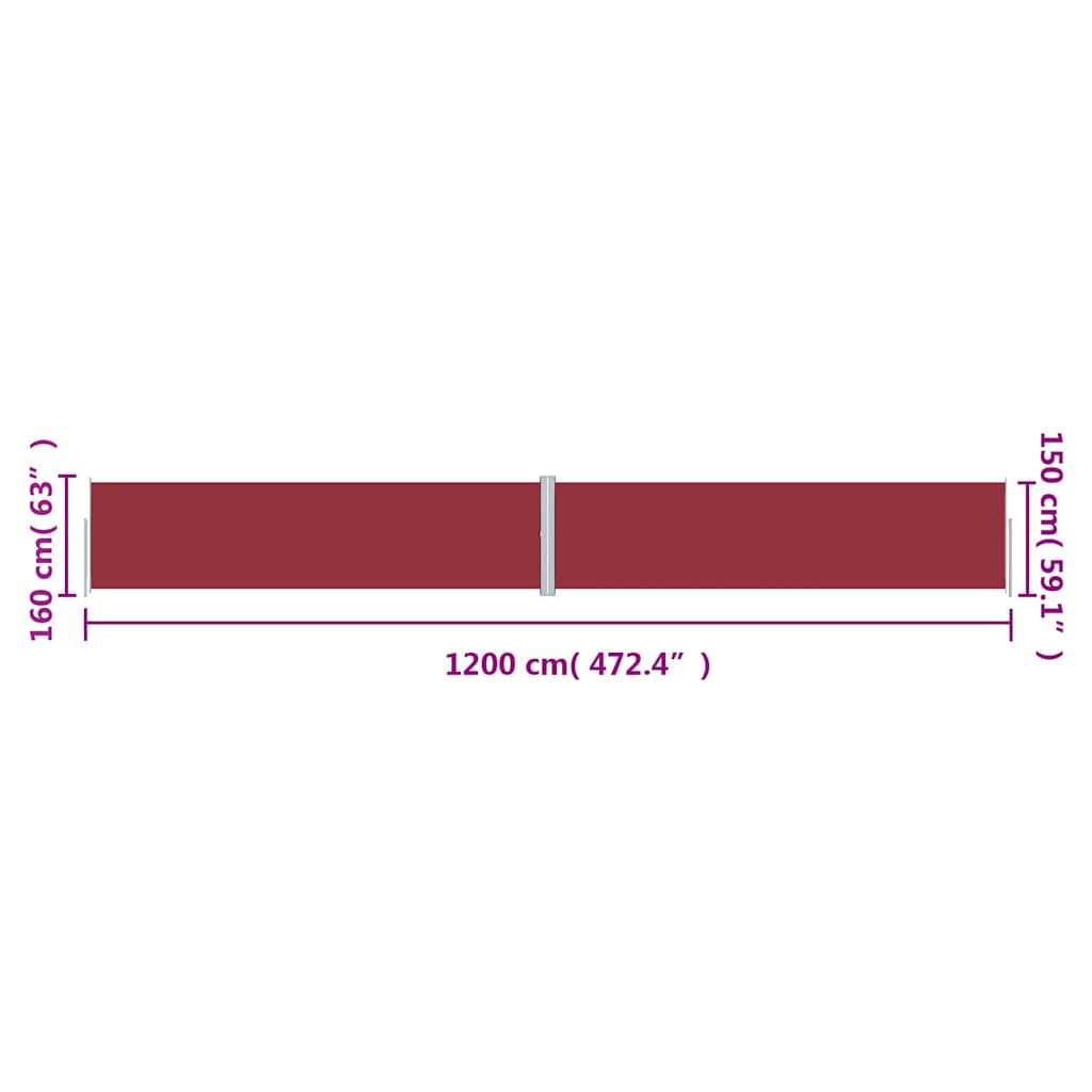Side Awning | Red | Polyester with PU coating, steel, aluminium