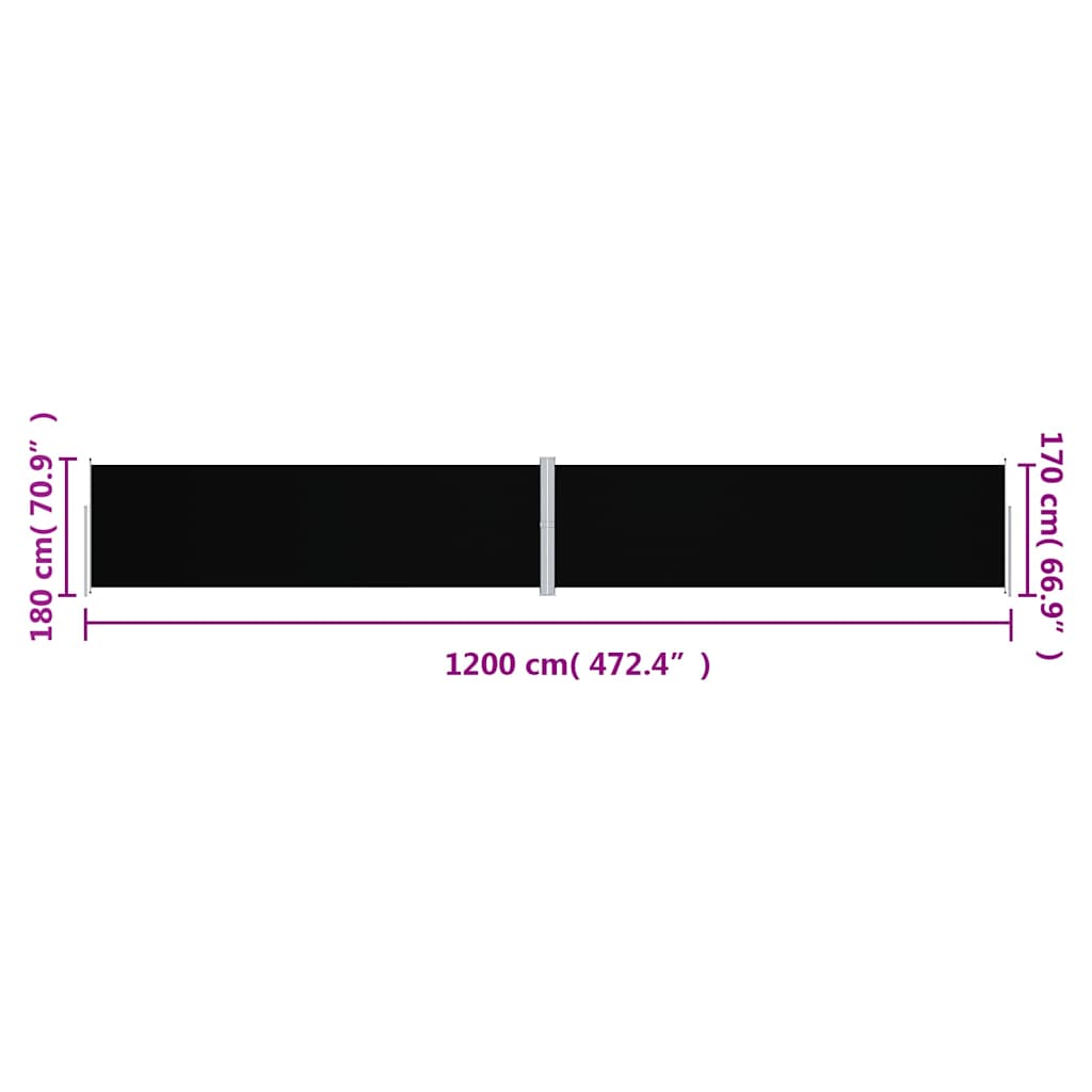 Side Awning | Black | Polyester with PU coating, steel, aluminium