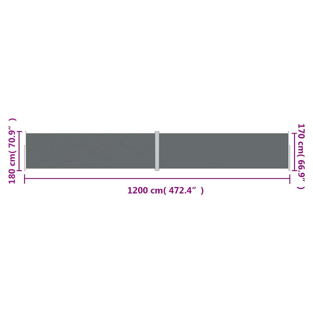 Retractable Side Awning Anthracite 70.9"x472.4