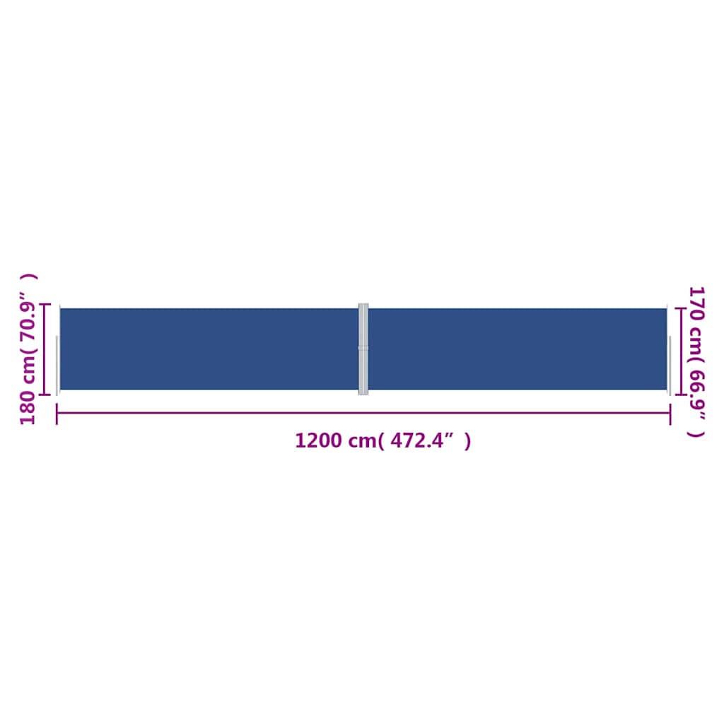 Side Awning | Blue | Polyester with PU coating, Steel, Aluminium | Large