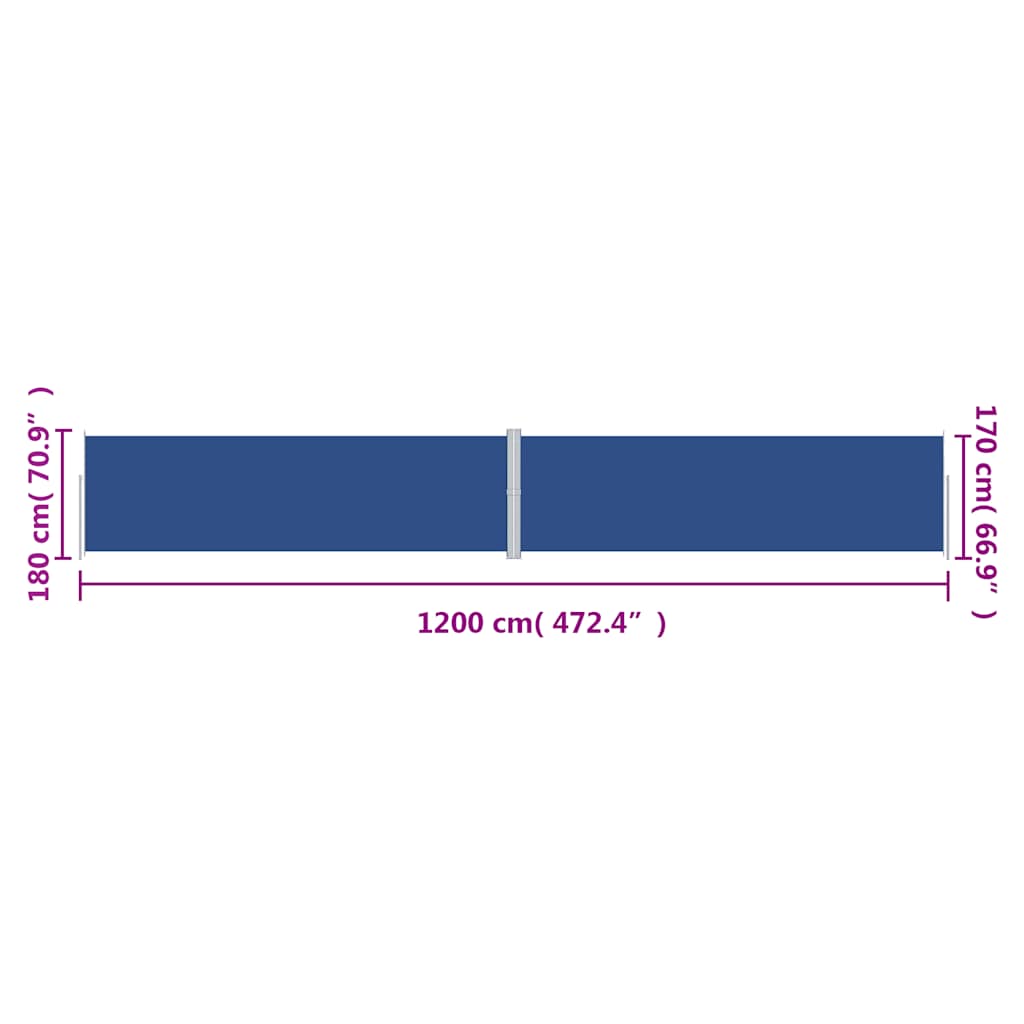 Retractable Side Awning Blue 180x1200 cm