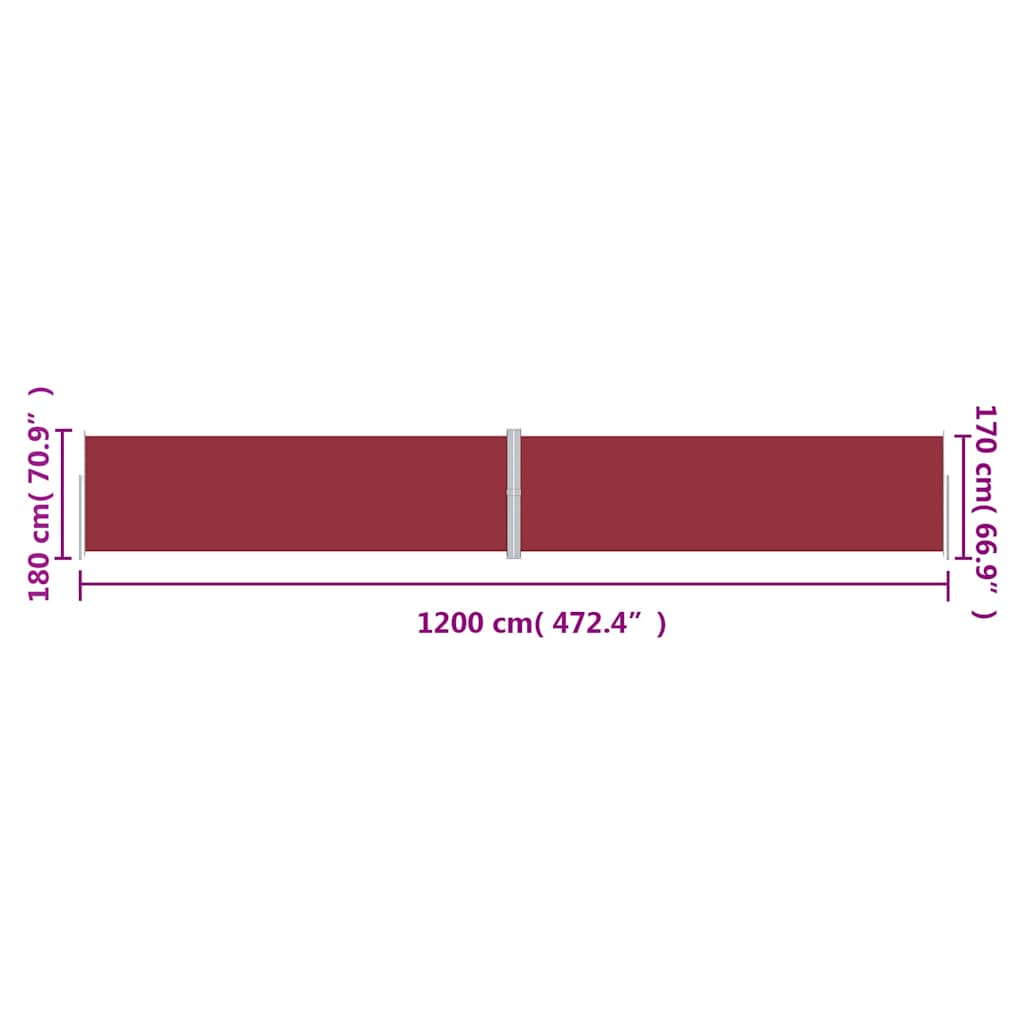 Side Awning | Red | Fabric with PU coating, steel, aluminium