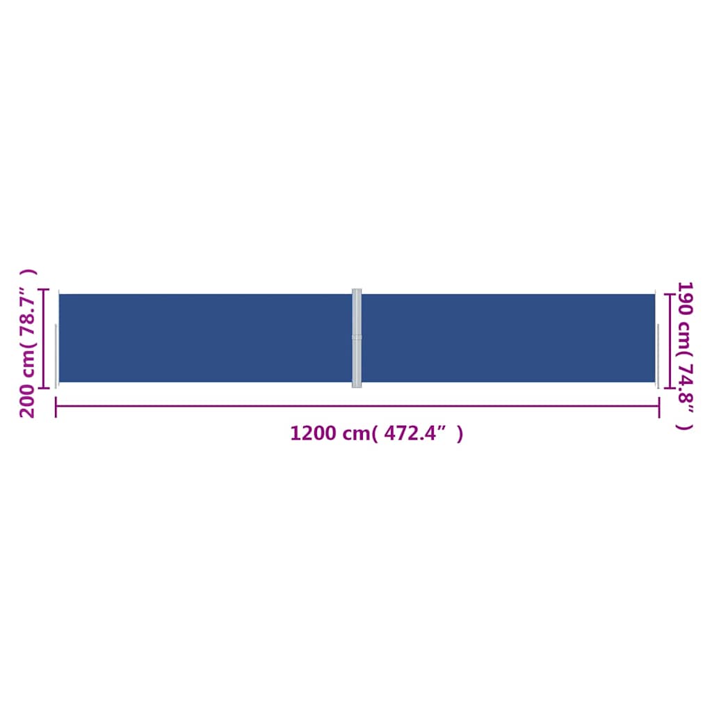 Side Awning | Blue | 100% polyester, steel, aluminium, PU coating | Large