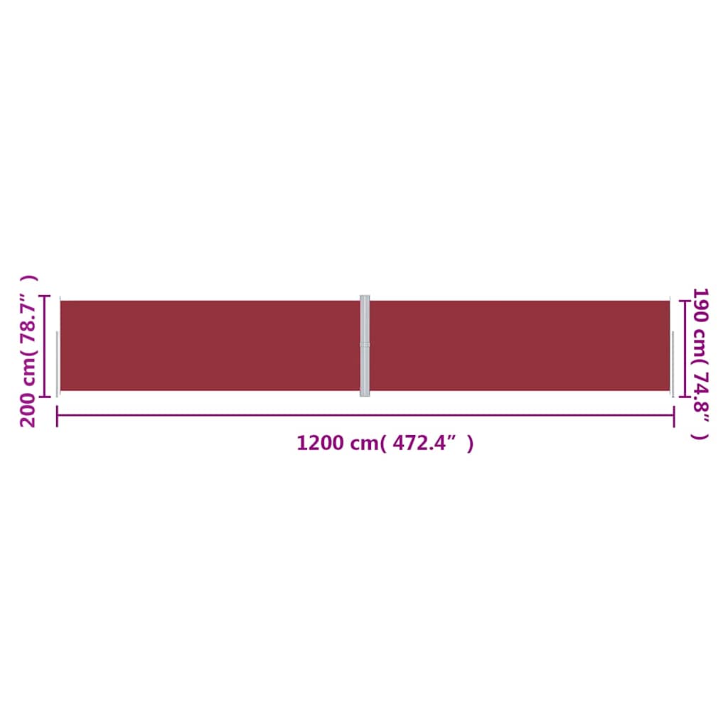 Side Awning | Red | Polyester, steel, aluminium | Large | Retractable