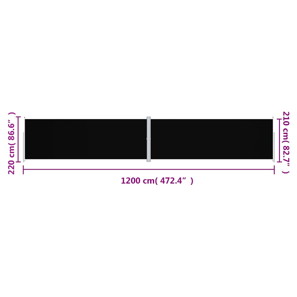 Side Awning | Black | 100% polyester with PU coating, steel, aluminium