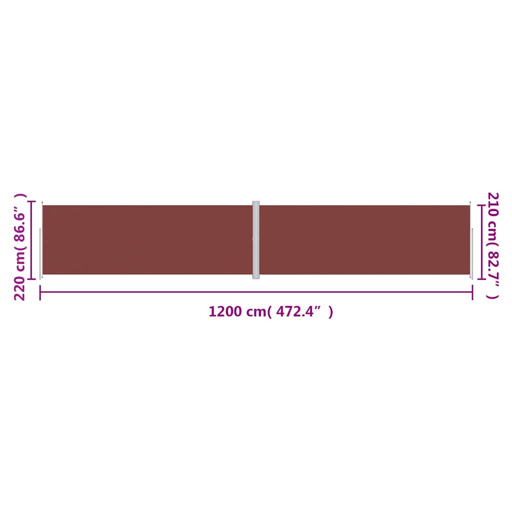 Side Awning | Brown | Polyester | Extra Long | Retractable | Awning