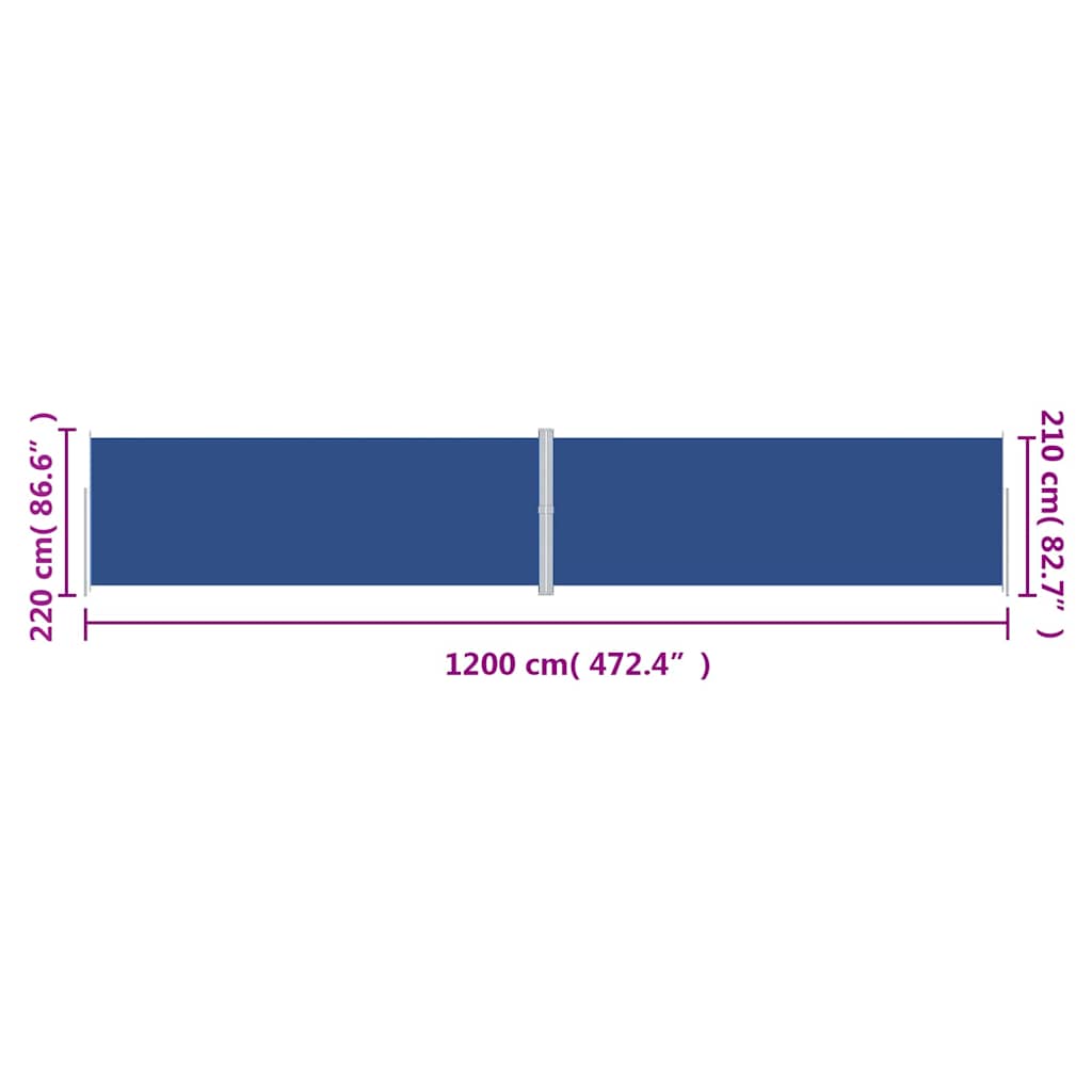 Side Awning | Blue | Polyester with PU coating, steel, aluminium | Large