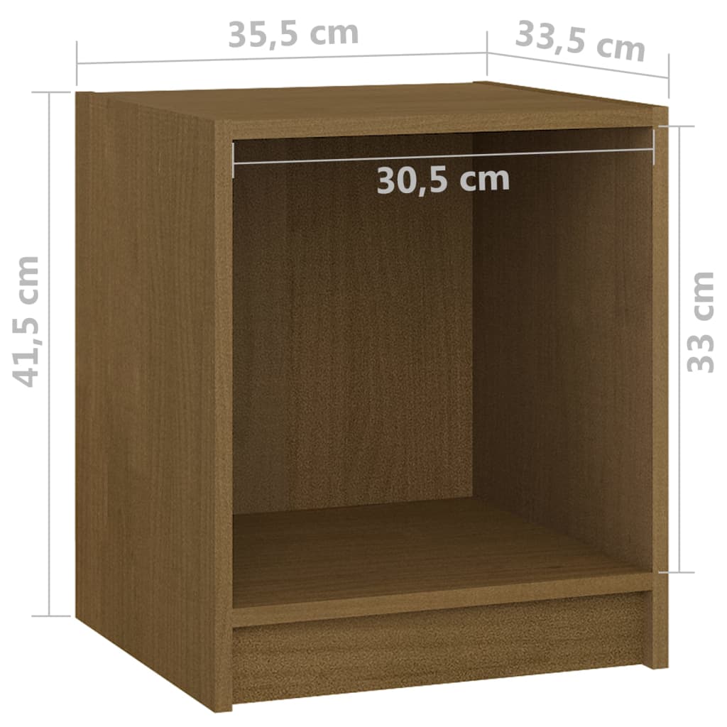 Bedside Cabinet | Set of 2 | Honey Brown | Solid Pinewood | Standard