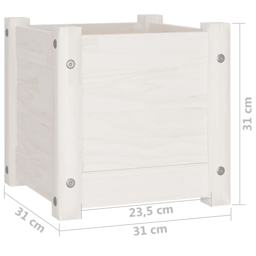Planter | White | Solid pinewood | 31x31x31 cm | Planters | Planter