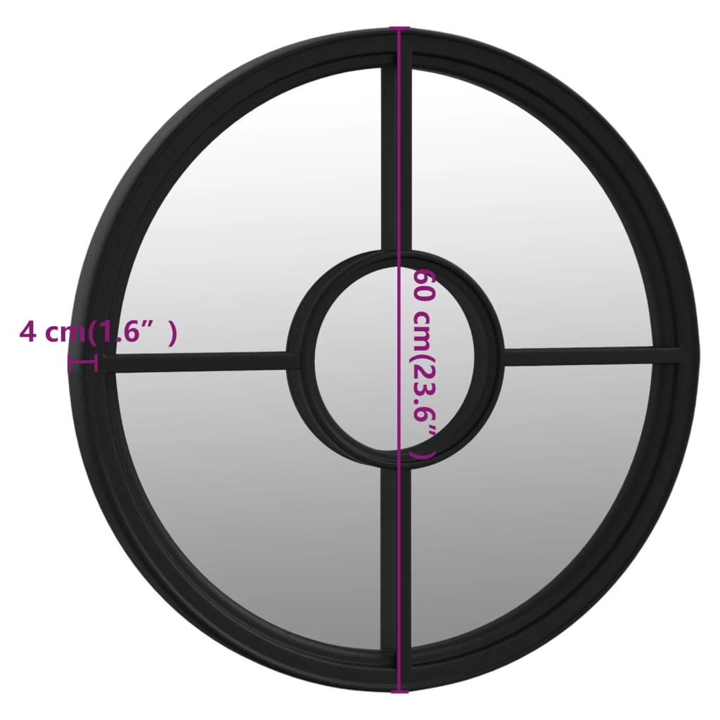 Mirror | Black | Iron, Glass | Medium | Decorative Inlays | Mirror