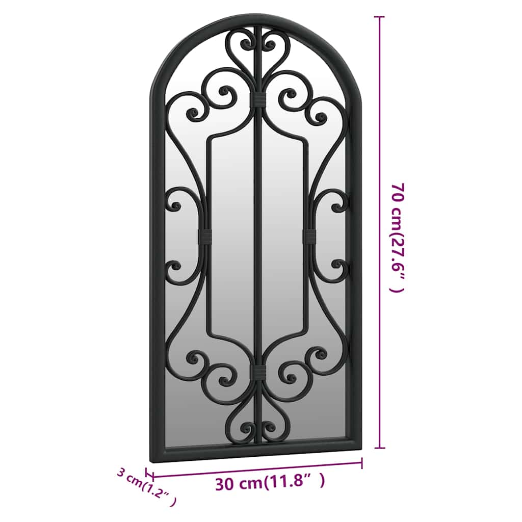 Mirror | Black | Iron, Glass | 70 x 30 cm | Decorative Inlays | Mirror