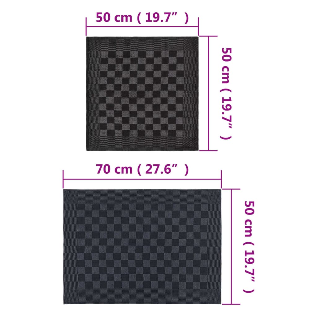 Towel Set | Set of 10 | Black and Grey | 100% Cotton | A mix of sizes