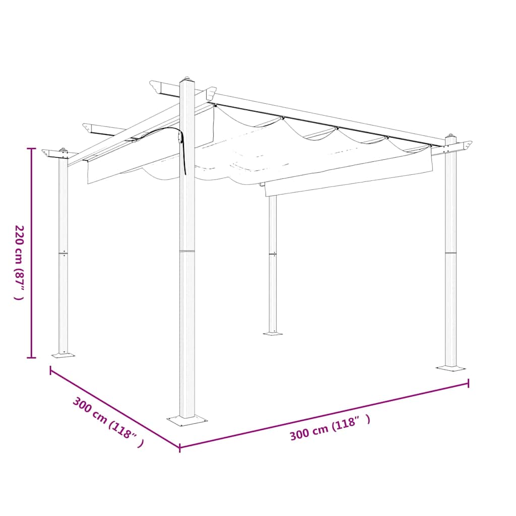 Garden Gazebo | Cream | Powder-coated steel | 3x3 meters
