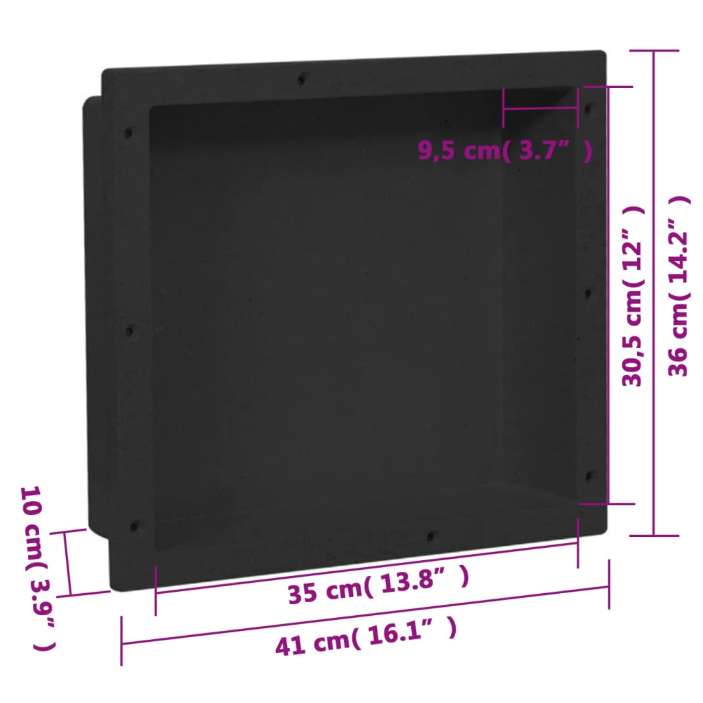 Shower Niche Matt Black 16.1"x14.2"x3.9