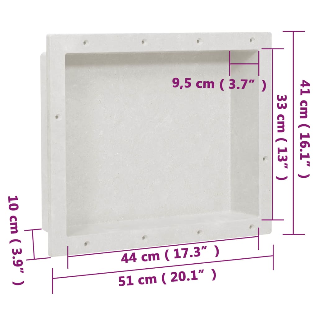 Shower Niche Matt White 41x51x10 cm
