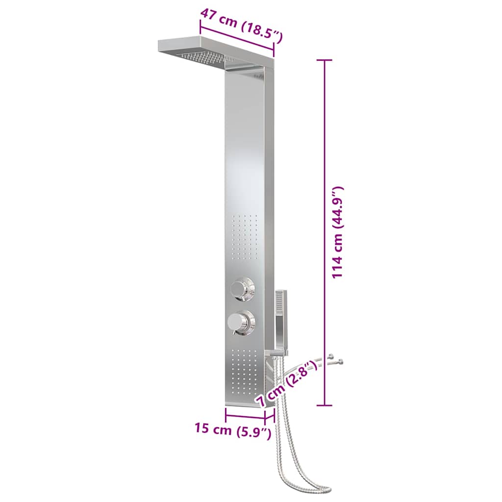 Shower Panel System Stainless Steel Square