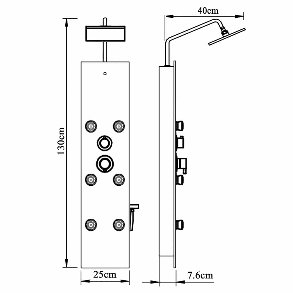 Shower Panel Unit Glass 25x47.5x130 cm White
