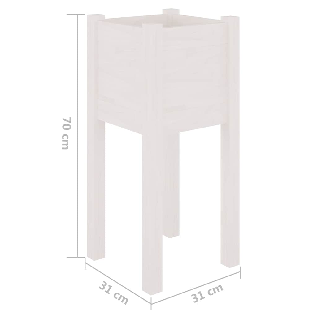 Planter | Set of 2 | White | Solid Pinewood | 31 x 31 x 70 cm | Durable