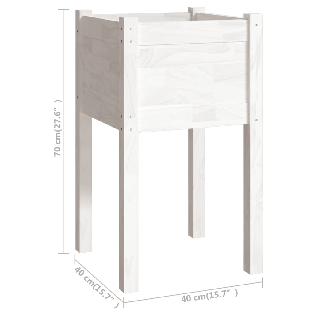 Planter White Solid pinewood Durable Planter Square