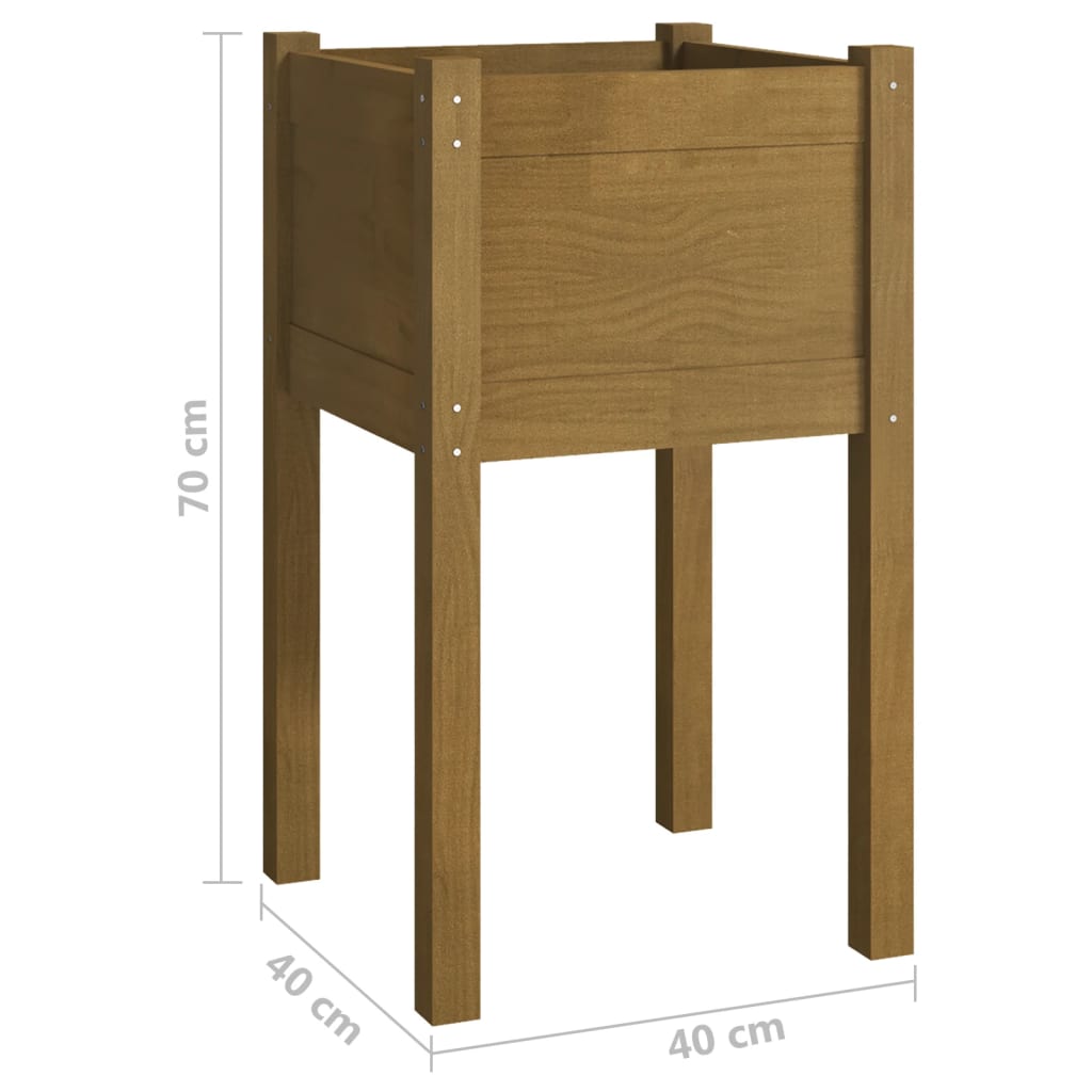 Garden Planter Honey Brown 15.7"x15.7"x27.6" Solid Wood Pine