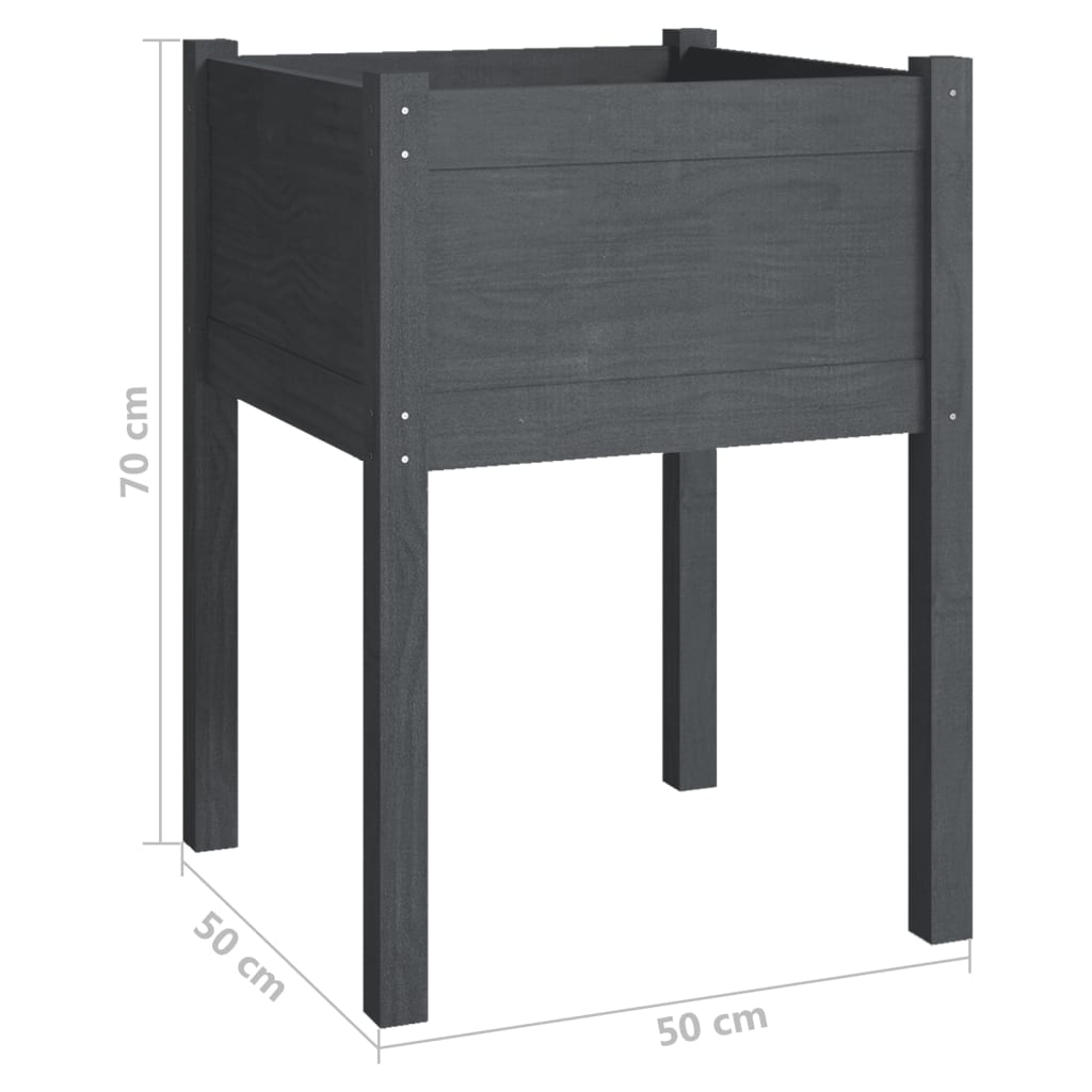 Garden Planter Gray 19.7"x19.7"x27.6" Solid Wood Pine
