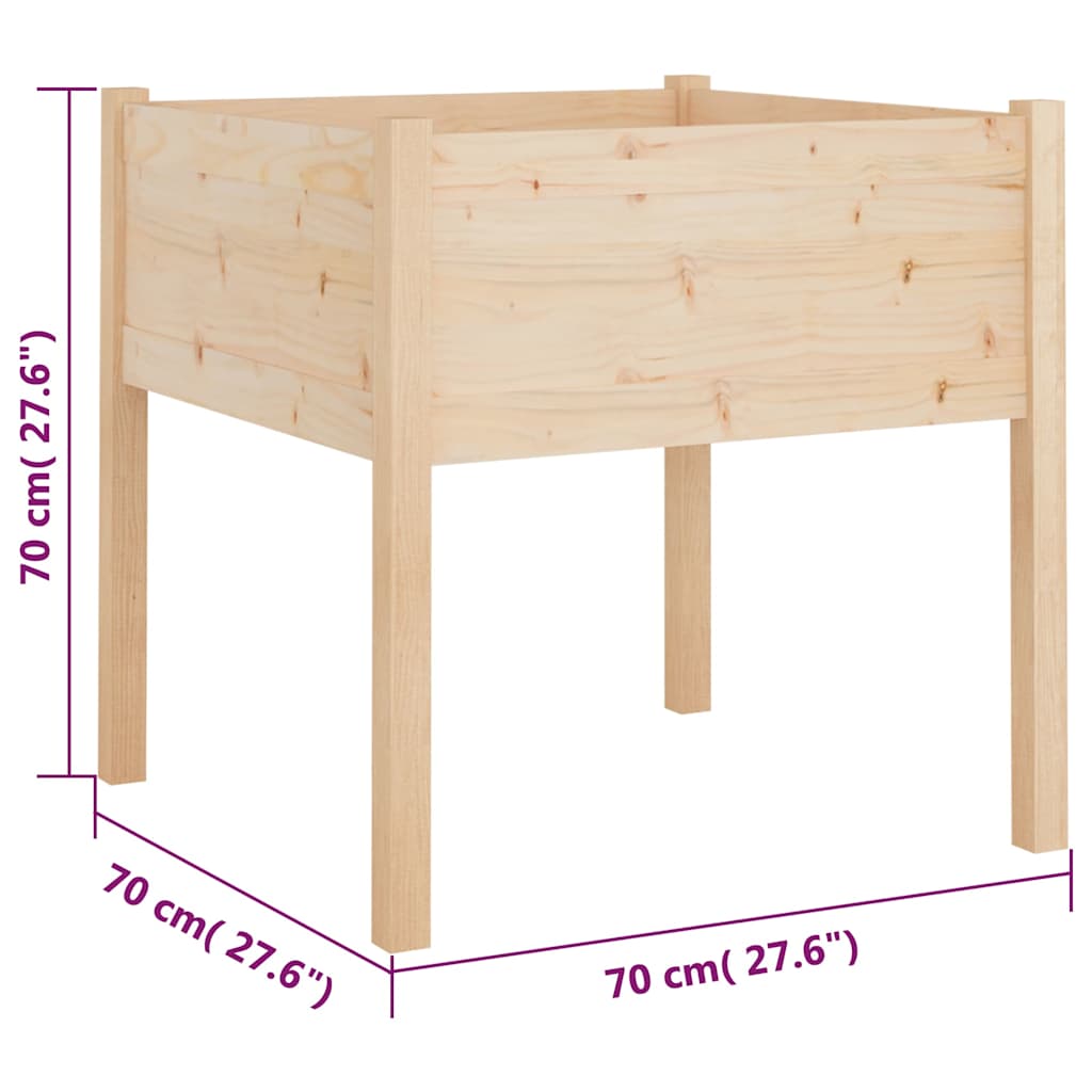 Garden Planter | Natural wood | Solid pinewood | 70 cm | Durable