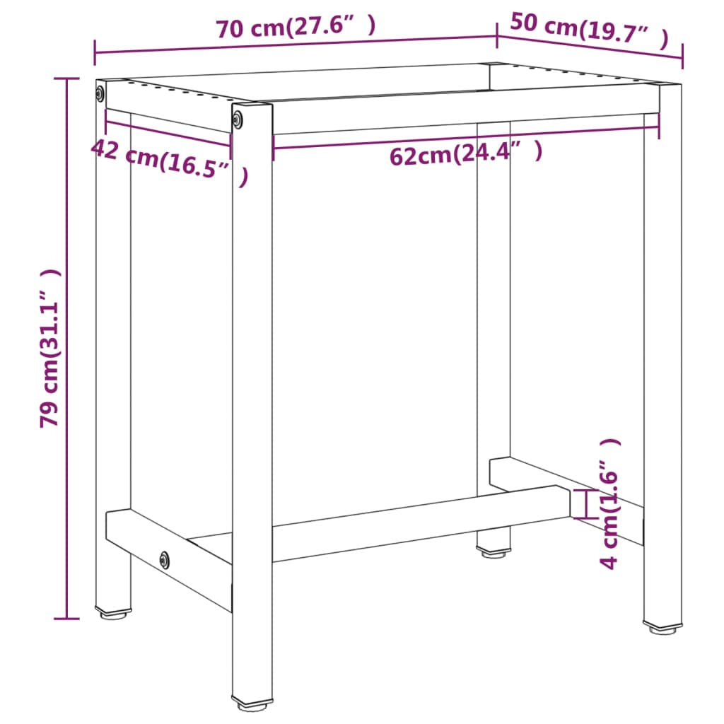 Work Bench Frame | Matte black and matte red | Powder-coated metal