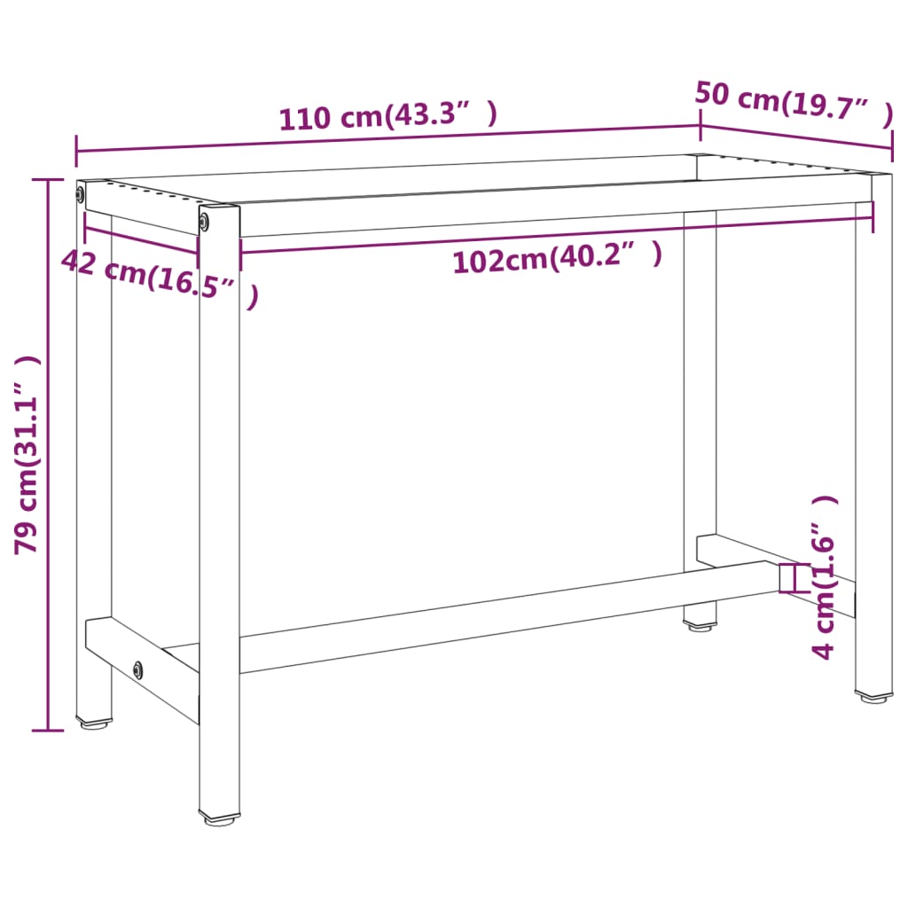 Work Bench Frame | Matte black and red | Powder-coated metal