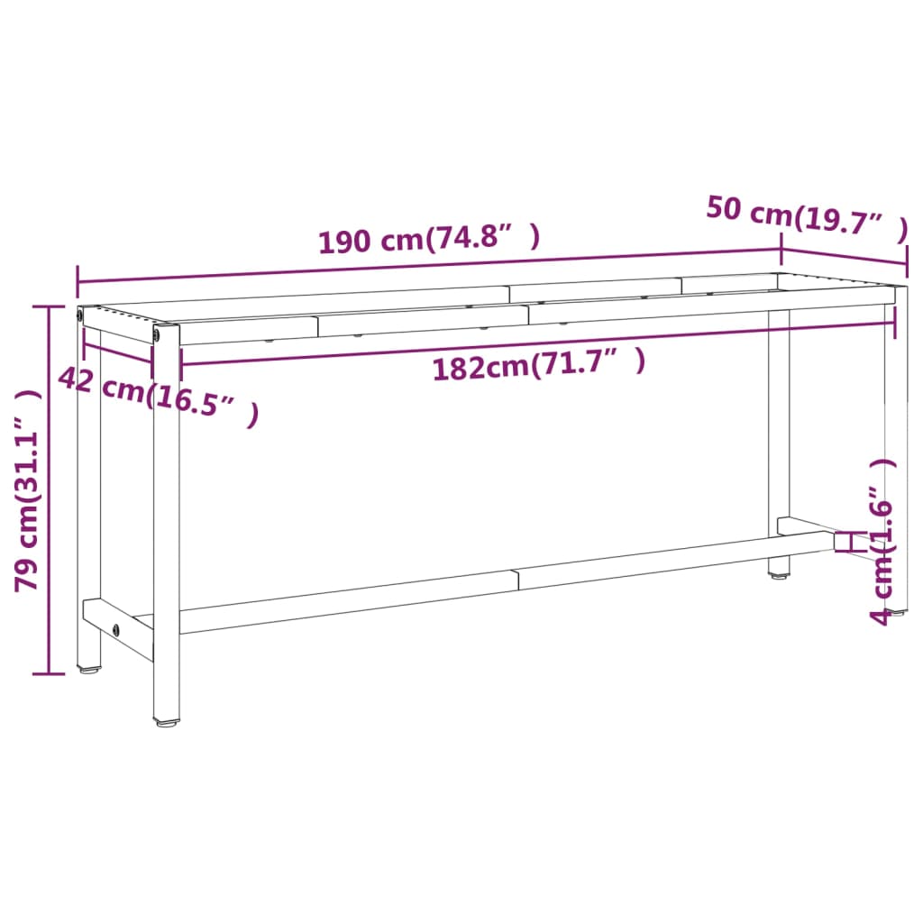 Work Bench Frame | Matte Black and Red | Powder-coated metal | Large